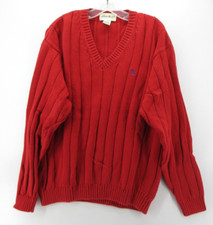 VINTAGE Eddie Bauer Sweater Men Large Red Pullover Chunky Heavy Thick Logo 90s