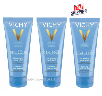 3 PACK  Vichy Ideal Soleil Soothing After-Sun Milk / Lait 100ml - total 300ml