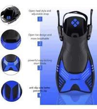 Ninetails 4 in 1 Snorkel Set for Adults with Adjustable Dive Flippers. SIZE S-M