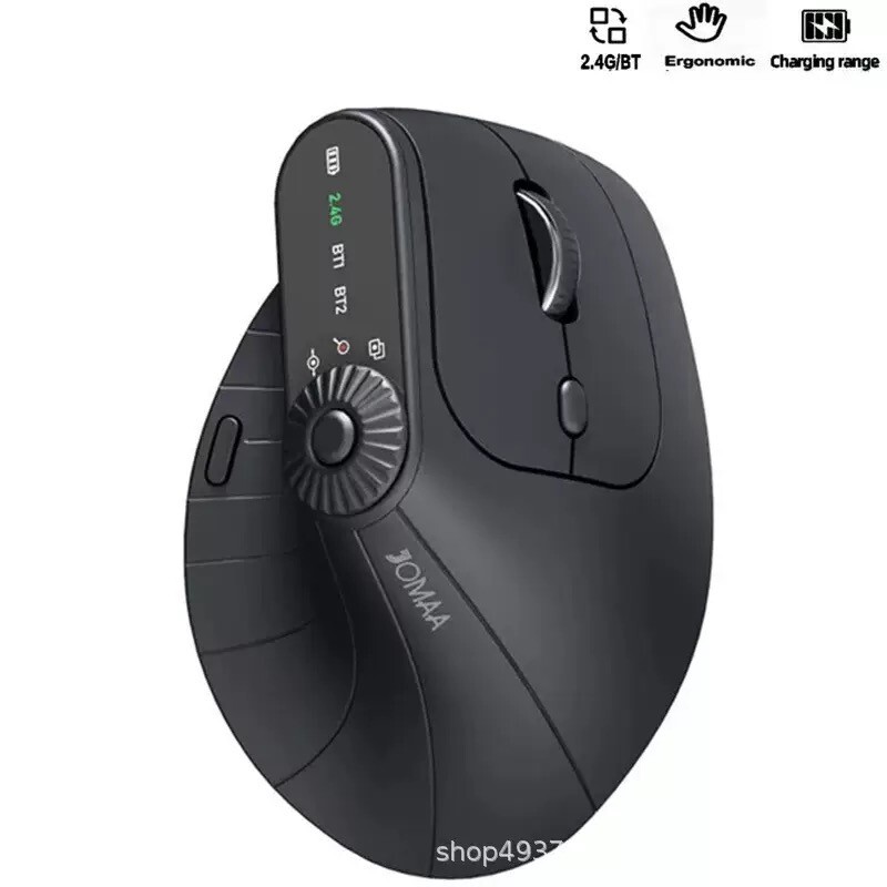 Wireless Vertical Ergonomic Mouse with Dual Connectivity – Bluetooth or Logi Bolt USB Receiver in Sleek Black Design