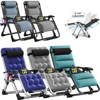 NAIZEA Zero Gravity Chair  Premium Lawn Recliner Folding Padded Chaise Lounge