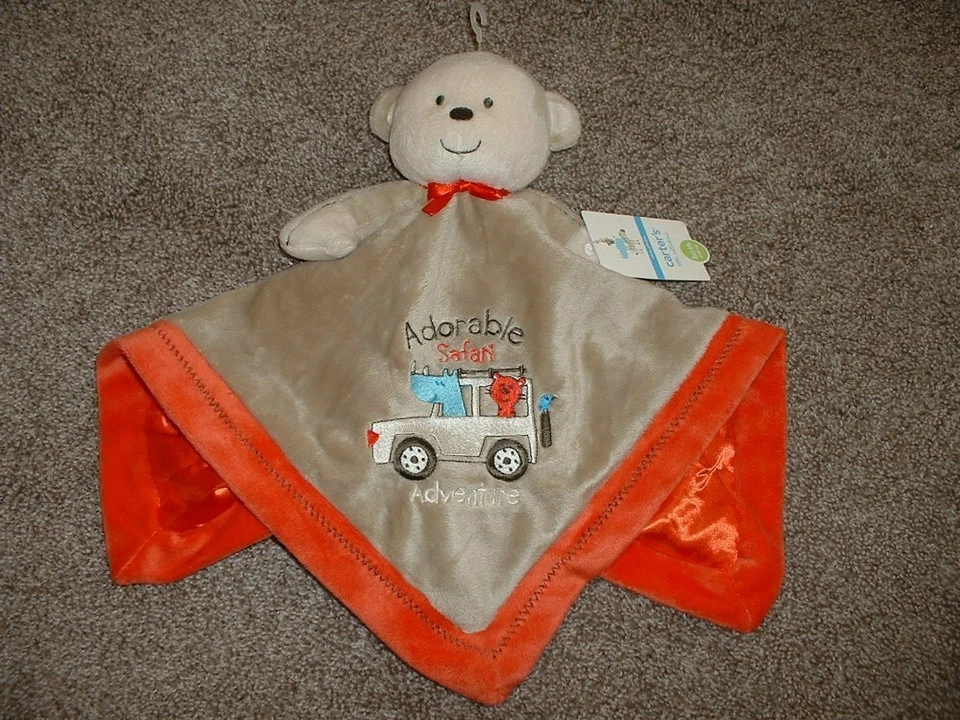 Manta de seguridad Carter's bebé niño adorable mono safari peluche amoroso nueva con etiquetas 2009 Foto 2 de 3