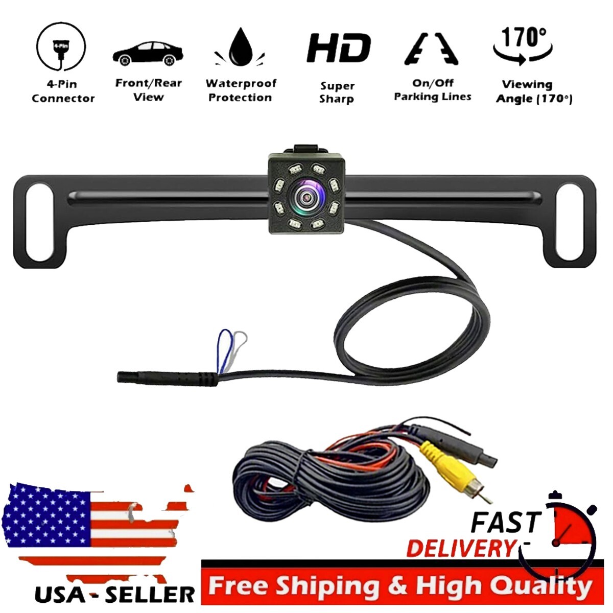 Backup Camera Rear Front View License Plate Mount for Jensen