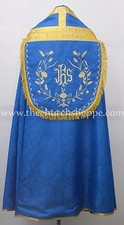 Neu Blau Cope & Stola Set Mit Ihs Bestickt, Capa Pluvial, Chape , Ferne Fronte
