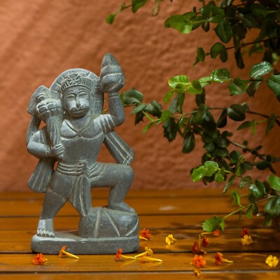 HANUMAN STATUE 5'' Hindu Monkey God Monolithic Stone hand sculpted