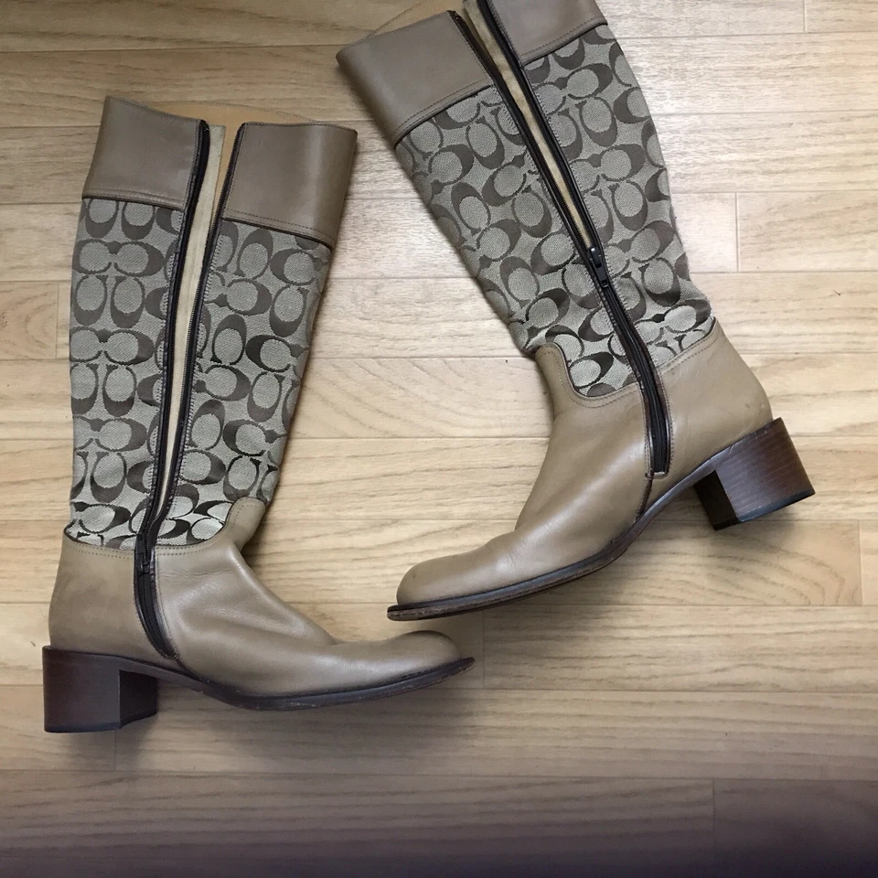 Vtg COACH Series Knee High Riding Boots CAROLE G1 Style Monogram Sz8.5 B - Image 4 of 4