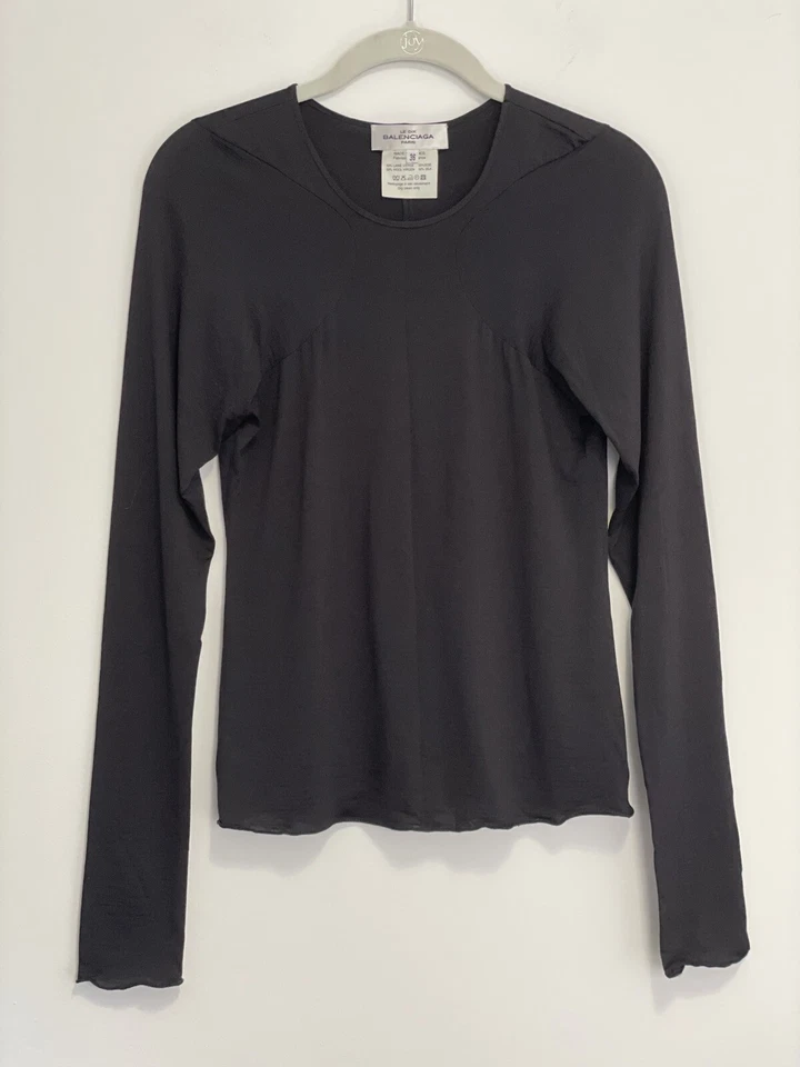 Balenciaga Le Dix Fall 2001 Black Dramatic Hem Sweater 36 FR Ghesquiere XS - Image 4 of 4
