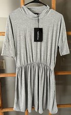 NWT PrettyLittleThing Womens Size 4 Gray Short Sleeve Cowl Neck Smock Dress