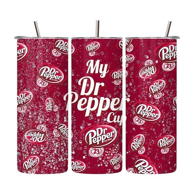Custom Made 20oz Stainless Steel Skinny Tumbler ~Dr Pepper Wrap~Soda~Soft Drink