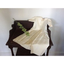 Antique 1940s Baby Doll Silky Creamy Ivory Rayon Christening Coat Rosebuds