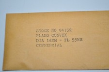 NEW Rare EO Edmunds Optics Plano Convex Lens 16mm dia x 55MM FL  94-152