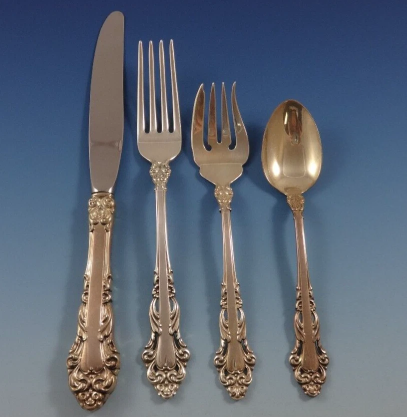 Juego de 12 cubiertos de plata de ley Grande Renaissance de Reed & Barton 48 piezas Foto 2 de 4