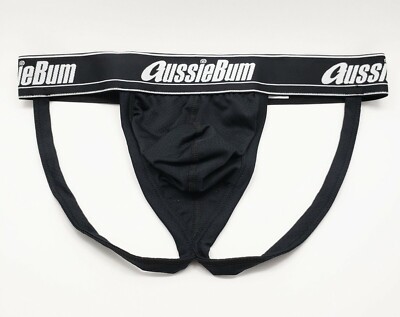 AussieBum Men's Active Mesh WonderJock Air Jockstrap Size L Black - NWT!