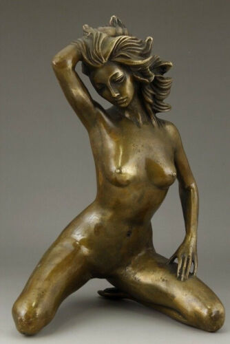 Art Deco Sculpture Beautiful Woman Nude Girl bronze Statue Figures