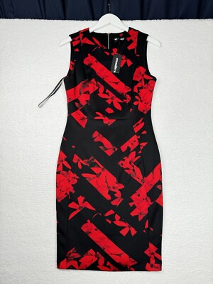 NEW - Karl Lagerfeld Dress Black Red Floral - Women's 10