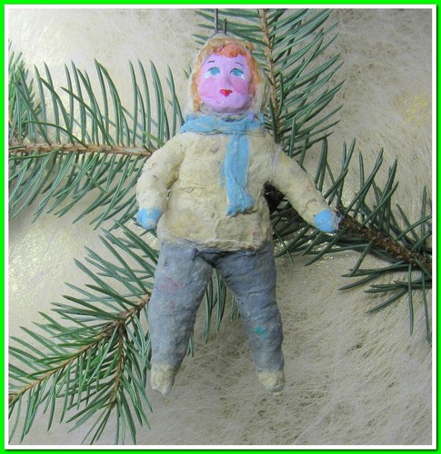 Ancien Ornement de Noël en coton Vintage Sapin Xmas