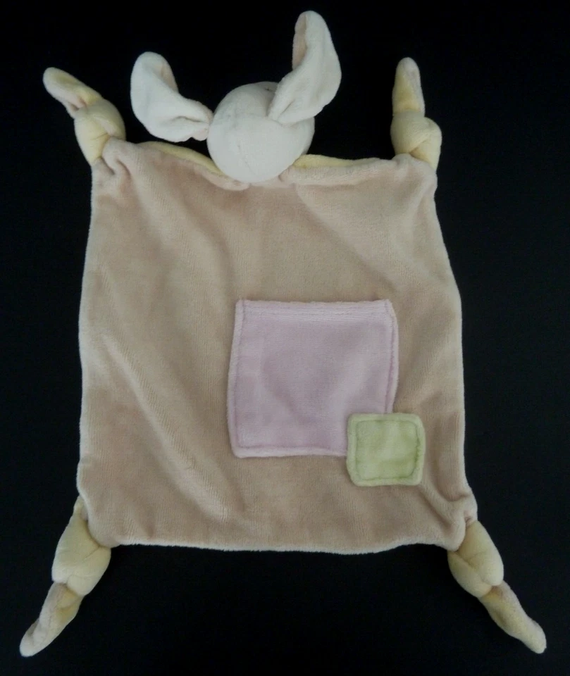 49. DOUDOU PLAT OBAIBI OKAIDI CHIEN jaune blanc beige OB poche rose EXC. ETAT - Photo 2/3