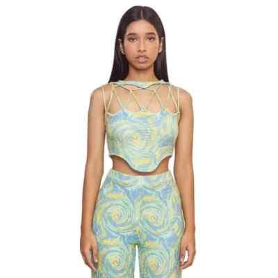 House Of Sunny Cypress Strappy Cut Out Crop Knit Vest in
