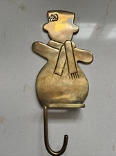 Snowman Brass Stocking Holder
