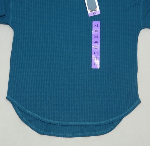 Chaser Waffle Hoodie Pullover Teal Blue Long Sleeve Thermal Knit Women's Size XS - Picture 5 of 20