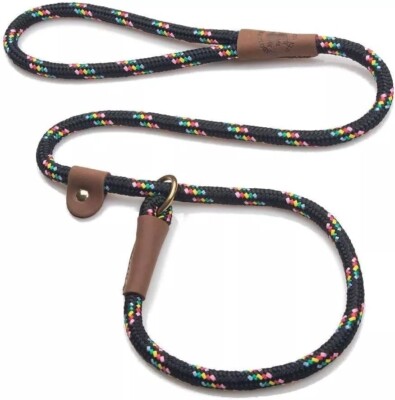Mendota Dog Leash British Style Slip Lead, Black Confetti  4, 6 Foot Made In USA
