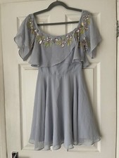 Asos Ladies Silver Grey Jewelled Dress Size 6