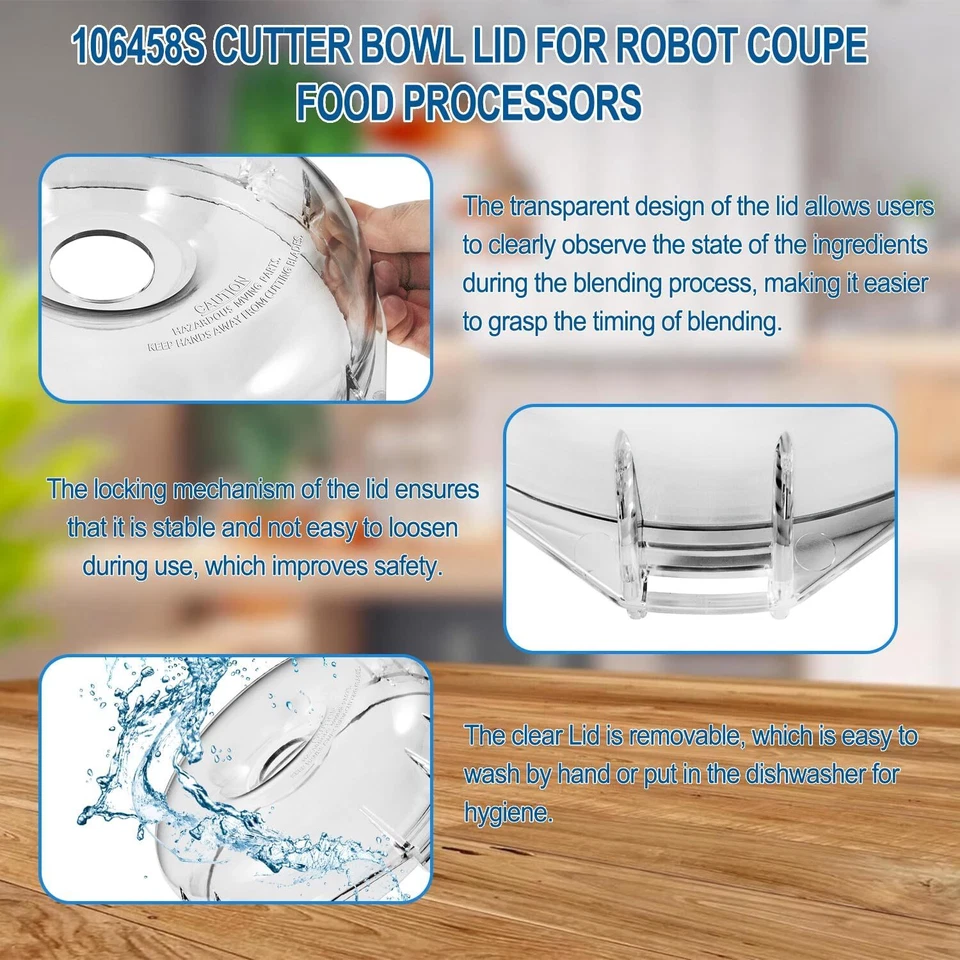 for Robot Coupe 106458S R100B R100BCLR R2 R2B Commercial Mixer Cutter Bowl Lid - Image 4 of 4