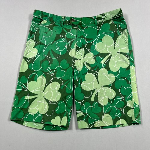 Loudmouth Golf Shorts Colourful John Daly Green Clover Floral Chino Mens W36