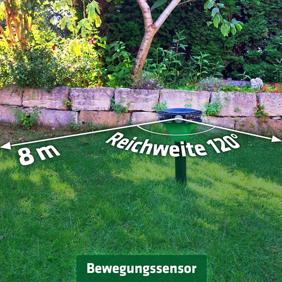 ® Vogelabwehr Solar Vogelscheuche | 60m² Taubenschreck | Bewegungsmelder | 3 ... - Bild 3 von 4