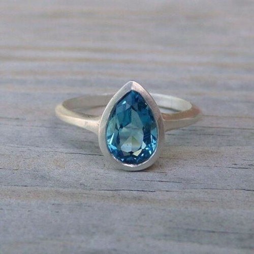 Blue Topaz Gemstone 925 Sterling Silver Ring Christmas Jewelry All Size ...