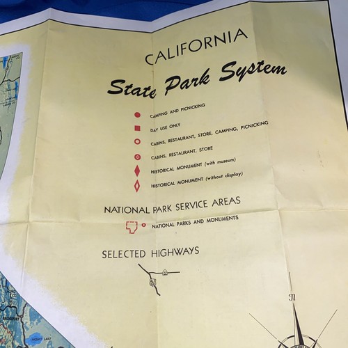 Vintage 1950s California State Park System Map & Guide, Folding, Travel 28”x25” - Picture 4 of 12
