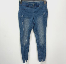 Hue Medium Wash Hi-Lo Hem Ultra Soft Tapered Skimmer Jeggings Sz Small U20676