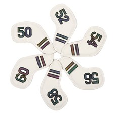 Leather Golf Club Iron Head Covers 6 Piece Set Degrees Headcover White