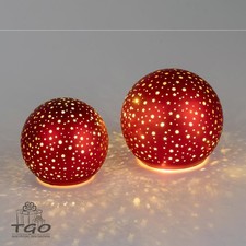 Formano Deko Kugel rot mit LED aus mattem Farbglas mit Stern-Dekor-814890