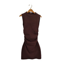 Quince Women Stretch Cotton Jersey Mock Neck Mini Dress Espresso XS