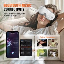 Heated Eye Massager with Bluetooth Music - 5 Modes, Foldable Design for Eye Stra