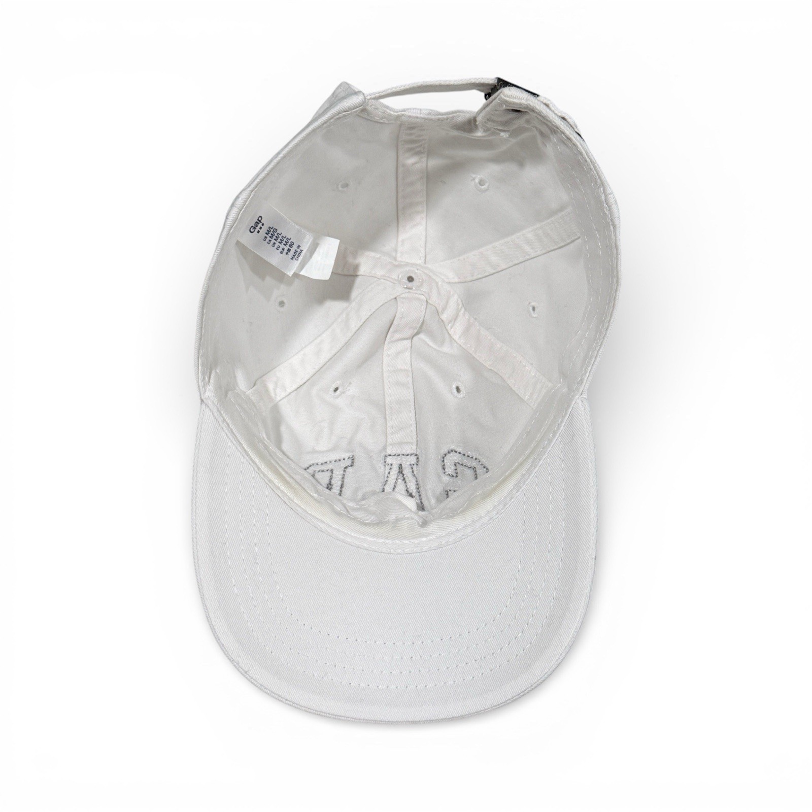 GAP Hat Cap Strap Back Medium Large White Gray Em… - image 3