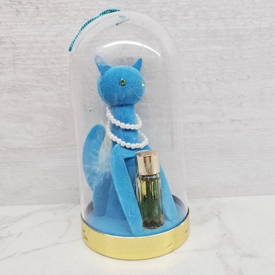 Vtg MCM Max Factor Turquoise Sophisti-Cat Hypnotique Perfume Dome Flocked Pearl