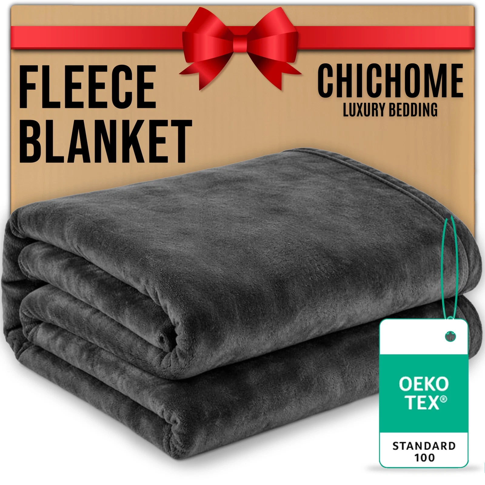 Dark Grey Fleece Blanket