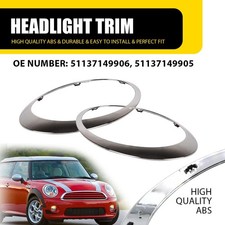 Pair Chrome Ring Headlight Bezel Cover Trim Fit Mini Cooper F56 F55 F57 R58 R59
