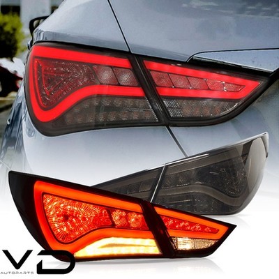 Pair LED Smoked Taillights For Hyundai Sonata 6th Gen Sedan 2011-14 w/Sequential