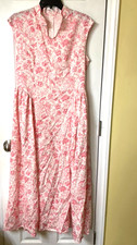 Shein dress size 8-10 pink & white sleeveless long button hole neck new in bag