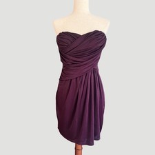 Express Womens Strapless Ruched Cocktail Dress Plum Purple Sweetheart Mini S/P