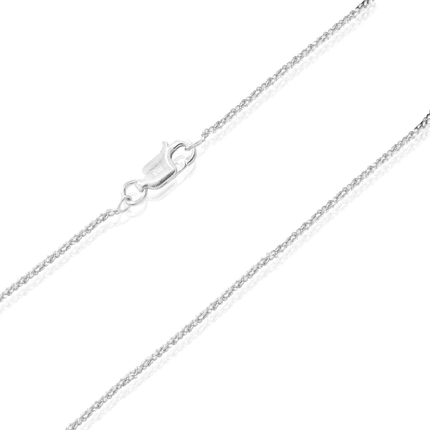 Sterling Silver Sparkle Rock Chain Anklet for Women - 2mm Italian Made