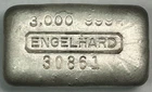 Rare Engelhard 3 oz Poured Silver Bar 6th Series Approximately 1,500 Minted