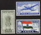 India 1947 - SG 301-303 - Independence Set - MM-OG - Cat.£11.00