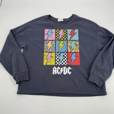 AC/DC Graphic Sweatshirt Colorful Lightning Bolt Print Rock Band XXL