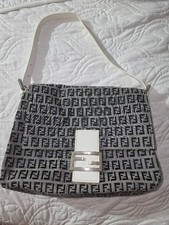 Fendi Mamma Baguette Zucchino FF Canvas White...