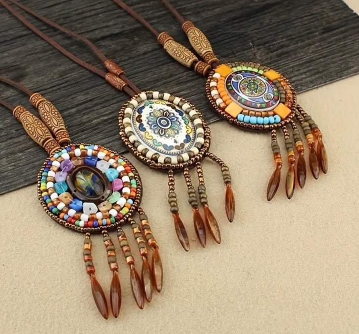 Bohemian Long Layering Ethnic Beaded Necklace Vintage Style Jewelry Tribal NEW