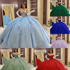 Quinceanera Dresses 3D Flowers Off Shoulder Birthday Party Sweet 15 16 Ball Gown
